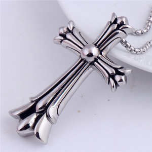 <b>Cross</b> Stainless Steel Pendant 25mm Themed Unisex Gift Jewelry with 60cm <b>Chain</b> - Product Image 2