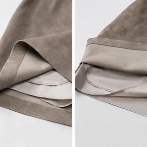 3343-4 New Arrival Fashionable Sheepskin Suede Grey <strong>Wrap</strong> Leather Mini <strong>Skirt</strong> Mature Woman Suede Leather Mini <strong>Skirt</strong> for Women - Product Image 4