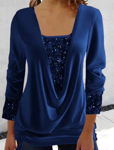 S-5XL haute qualité personnalisé Sequin Design chemise <span class=keywords><strong>Blouses</strong></span> grande taille mode femmes imprimer brillant hauts - Product Image 5