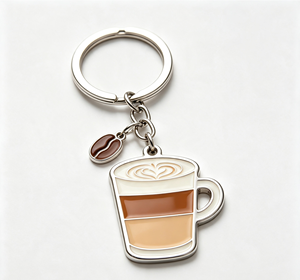 <b>Cute</b> Coffee Cup Enamel Metal Key Chain Custom Logo <b>Keyring</b> Coffee Beverage Bag Charm for Gifts and Promotions - Product Image 4