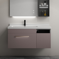 En gros prix Yingjie moderne salle de bains cabinet contreplaqué vanités ensemble armoire avec évier en céramique miroir de courtoisie