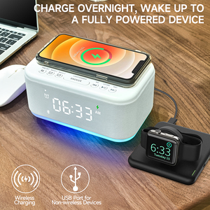 FANSBE 3 In 1 Home Hotel Wake Up RGB Light 5W Wireless Charger Alarm Clock <strong>With</strong> <strong>Bluetooth</strong> <strong>Speaker</strong> - Product Image 3