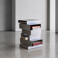 Table console moderne empilable en acier inoxydable, étagère de rangement ouverte géométrique argentée, mobilier de salon pour maison, appartement, hôtel