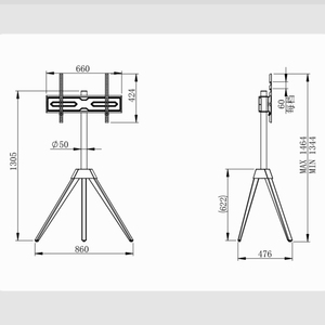 Height Adjustable <strong>Easel</strong> <strong>TV</strong> <strong>Stand</strong> <strong>TV</strong> Floor <strong>Stand</strong> with Wood Legs <strong>TV</strong> <strong>Stand</strong> with Tripod Base for 32-65 Inch Flat Screens Swivel - Product Image 2