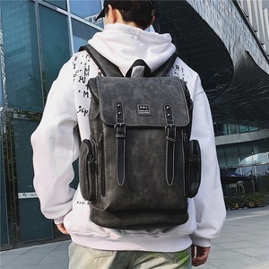 XDL Laptop <b>Backpack</b> 16 Inch Soft PU Leather Large Capacity Men's Business Travel <b>Backpack</b> Solid Color Black Gray <b>Brown</b> - Product Image 4