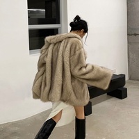 Manteau d'Hiver Épais et Chaud en Fausse Fourrure de Vison à Grande Peau, Col Large, Long, de Luxe pour Femme, Veste Manteau d'Extérieur