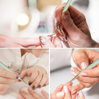 Ensemble de 5 pinceaux professionnels rétractables pour nail art, avec pochette portable, en cuivre vert sauge, pour la peinture au gel UV