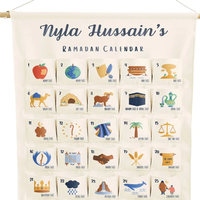Calendrier du Ramadan personnalisé en toile avec nom personnalisé, calendrier de l'Avent du Ramadan vierge personnalisé pour enfants, 30 jours