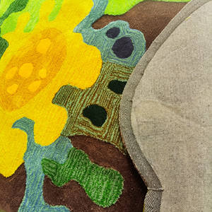 Alfombra de Cachemira hecha a mano antideslizante con forma de lazo a cuadros para uso doméstico para mesa de té de sala de estar - Product Image 3