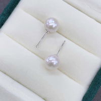 Clous d'oreilles minimalistes en argent 925 avec perles d'eau douce Edison naturelles blanches de 5-9 mm, éclat subtil aurora, sans défaut, dorés