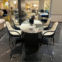 Ensemble de table à manger haut de gamme pour 6 personnes avec chaises pour la maison, table à manger en marbre naturel avec chaises pour villa