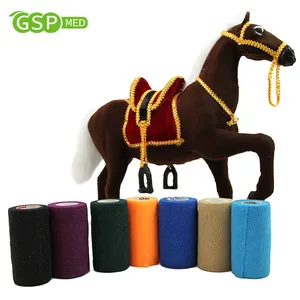 馬の獣医用ラテックス包帯用の4 "* 9ヤードの自己粘着性vetwrap不織布粘着性包帯