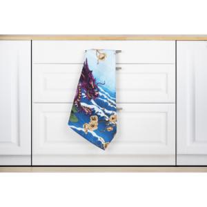 Asciugamano da Cucina Excelsa in Cotone 50x70 Cm con Stampa Drago Giapponese, Design Animale Multicolore - Product Image 3