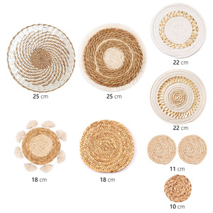 Decoración de pared de mimbre de paja hecha a mano al por mayor decoración de pared de hierba tejida colgante de pared <span class=keywords><strong>Bohemia</strong></span> popular - Product Image 3
