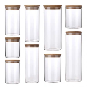 Frasco de Vidrio Transparente para Almacenamiento de Alimentos con Tapa de Bambú, Diámetro 65/85/100mm, Contenedor de Almacenamiento para Cocina - Product Image 5