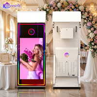 Photomaton miroir avec écran tactile LCD 65 pouces, compatible SLR, pour fêtes, avec impression en libre-service et cadre métallique