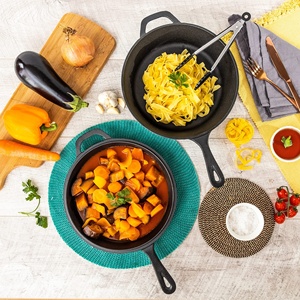Casseroles de cuisine de Camping, 3 poêles <span class=keywords><strong>à</strong></span> 4 niveaux, marmite et poêle <span class=keywords><strong>à</strong></span> frire pré-assaisonnement, ustensile de cuisine Double <span class=keywords><strong>fonte</strong></span>, four néerlandais - Product Image 5