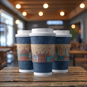 AT PACK Eco Friendly 12oz 16oz 20oz Cafe Coffee House Disposable Coffee <strong>Cups</strong> Sleeve Takeaway <strong>Paper</strong> <strong>Cup</strong> With Lid Branded - Product Image 2