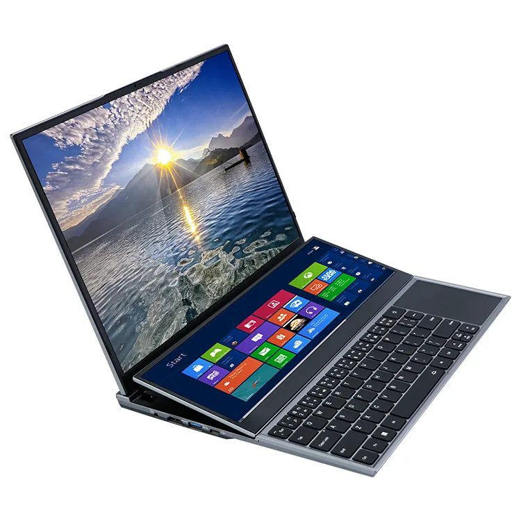 Nieuwe 16 Inch Dual Core Dubbel Scherm Met Touch Mini Laptop Intel Ddr4 12G Harde Schijf 256 G Laptop Gaming Notebook