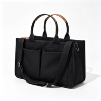 Bolsa de Lona con Múltiples Bolsillos, Cierre Superior, Correa de Hombro Ajustable y Extraíble, Bolsa de Lona para Mujer para el Trabajo Diario