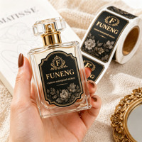 Autocollant de parfum transparent personnalisé imperméable, résistant à l'alcool, étiquette BOPP, impression UV, logo et taille personnalisés, vente en gros OEM