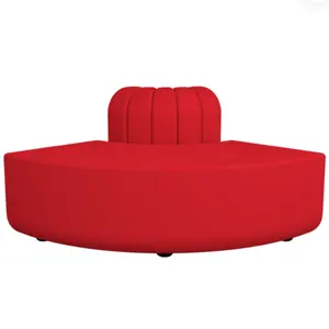Modern design red velvet banquette lounge seating wooden legs red velvet combination modular lounge