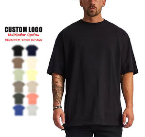 Camiseta extragrande de gimnasio personalizada al por mayor para hombre, camiseta gráfica de algodón cuadrado lavado con ácido negro, 260 gramos, 100% algodón, diseño liso en blanco - Product Image 1