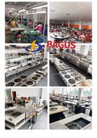 Table de cuisson à induction commerciale à 4 foyers avec pare-éclaboussures, contrôle par bouton, pour cuisine professionnelle