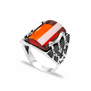 Oval Shape Garnet Gemstone Authentic <b>Men</b> <b>Ring</b> Turkish Wholesale Handmade 925 Sterling <b>Silver</b> for <b>Men</b> - Product Image 2