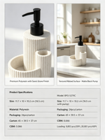 Distributeur de savon écologique blanc à colonne romaine cannelée avec bouteille rechargeable et support éponge 3-en-1 pour salle de bain et cuisine