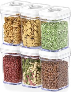 6Pack Food Grade Clear Plastic Airtight Stackable Clear Kitchen Organization Food Storage Containers Box Set