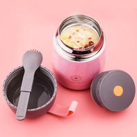 Récipients alimentaires thermos sous vide isolés étanches de 430ml 630ml, flacon alimentaire avec cuillère pliante