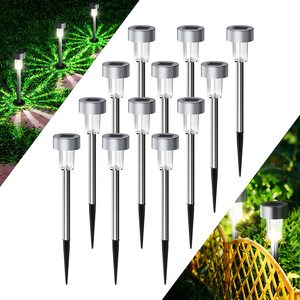 Luces solares de acero inoxidable para caminos, IP65, LED, iluminación para jardín y césped, juego de 10 piezas - Product Image 1