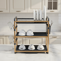 Étagère de rangement pour assiettes, égouttoir à vaisselle 3 niveaux pour cuisine au-dessus de l'évier