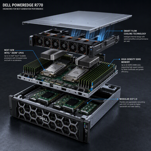 เซิร์ฟเวอร์แร็ค Original PowerEdge R770 2U แบบ Dual Xeon 6 โปรเซสเซอร์ 32x DDR5 DIMM พร้อมที่จัดเก็บข้อมูล PCIe Gen5 NVMe รองรับการใช้งาน 6th Gen X - Product Image 4
