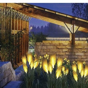 Lámpara Solar para Jardín, Simulación de Flor de Bulrush, Lámpara de Fibra Óptica, Impermeable, para Exteriores, Iluminación de Caminos - Product Image 4