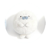 Porte-clés en peluche mignon en forme de phoque de dessin animé, boule moelleuse, rembourrage en coton PP doux, jouet animal marin
