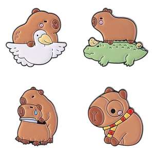 絶妙なデザイン動物金属バッジカスタムバッグアクセサリーハードソフトエナメルピンカピバラ - Product Image 4