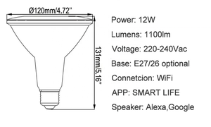 Thông minh graffiti wifi màu xanh răng mờ màu RGBW Alexa giọng nói E26 bóng đèn Led PAR38 bóng đèn - Product Image 5