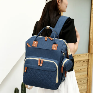 กระเป๋าเป้สะพายหลังเดินทางแบบพับได้อเนกประสงค์ถุงใส่ผ้าอ้อมกันน้ำได้รถเข็นเด็กพร้อมเตียงนอนสำหรับทารกแม่พกพาสะดวก - Product Image 4