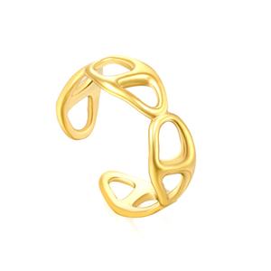 Anillo Ajustable Abierto Impermeable de Moda para Mujer, Chapado en Oro de 18K, Joyería de Acero Inoxidable, Anillos Personalizados Impermeables para Bodas - Product Image 1