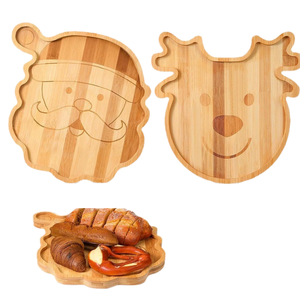 Platos Decorativos Ecológicos de Bambú y Madera para Servir, Decoración de Mesa de Comedor, Platos con Forma de Ciervo y Árbol para Fiestas - Product Image 1