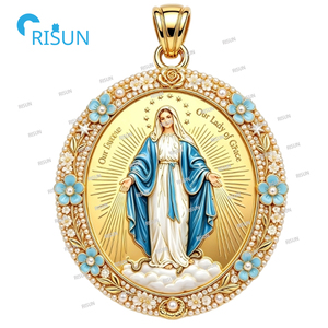 Collar con Colgante <span class=keywords><strong>de</strong></span> <span class=keywords><strong>la</strong></span> Virgen María Católica, Milagro <span class=keywords><strong>de</strong></span> <span class=keywords><strong>la</strong></span> <span class=keywords><strong>Milagrosa</strong></span> Dama <span class=keywords><strong>de</strong></span> Gracia, Medallón Personalizado - Product Image 2