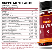 Gommes multivitaminées pour hommes YTBIO avec vitamines C, D et zinc pour le soutien immunitaire et énergétique, étiquette privée OEM