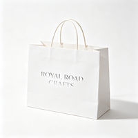 Sac fourre-tout en papier kraft recyclable de luxe blanc avec logo personnalisé imprimé en argent à chaud ROYAL ROAD CRAFTS Portable Shopping