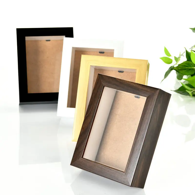 Cadre de Photo en bois de noyer MDF, nouveau, 5x7, décoration artistique, boîte à ombre 3d profonde avec plaque de plexiglas