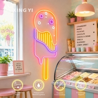 Enseigne néon LED personnalisable étanche pour publicité, en forme de bâtonnet glacé, couleurs personnalisées, en acrylique, pour centres commerciaux et parcs, direct usine