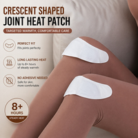 Patch chauffant unisexe en forme de croissant pour les genoux et le ventre, pour soulager les douleurs utérines, adhésif, 42-62, 8-14h