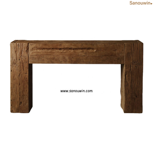 Table de hall rustique et durable en teck recyclé avec bords frottés à la main pour mobilier d'extérieur, cour ou hôtel - Product Image 2