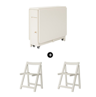Ensemble table et chaises pliantes multifonctionnelles en bois style crème avec roulettes pour usage domestique – Vente en gros